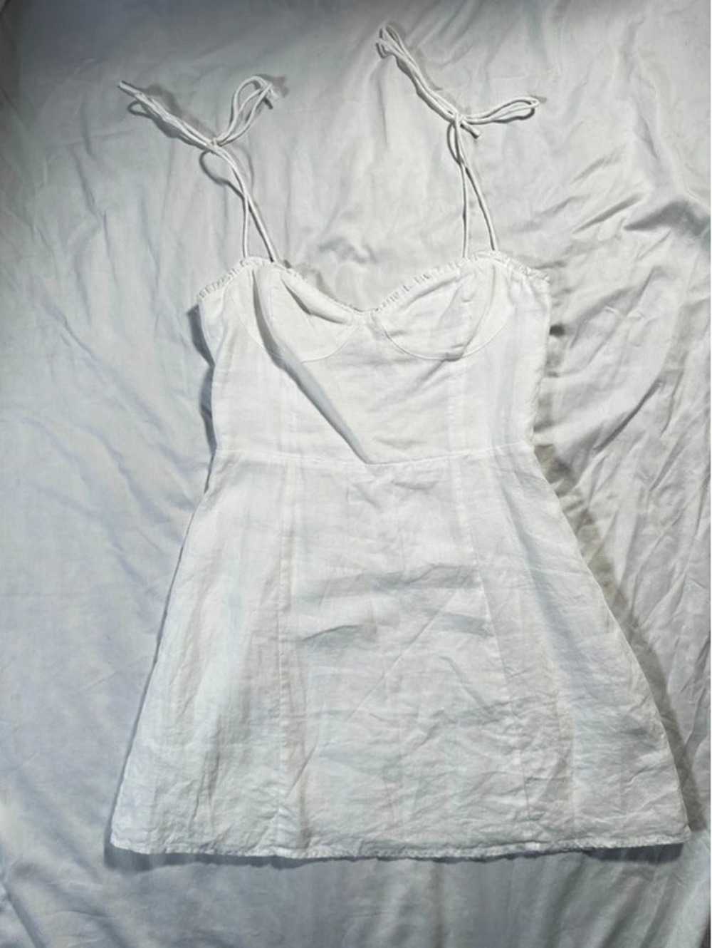Wilfred White Linen Mini Dress with Adjustable Straps Size 6